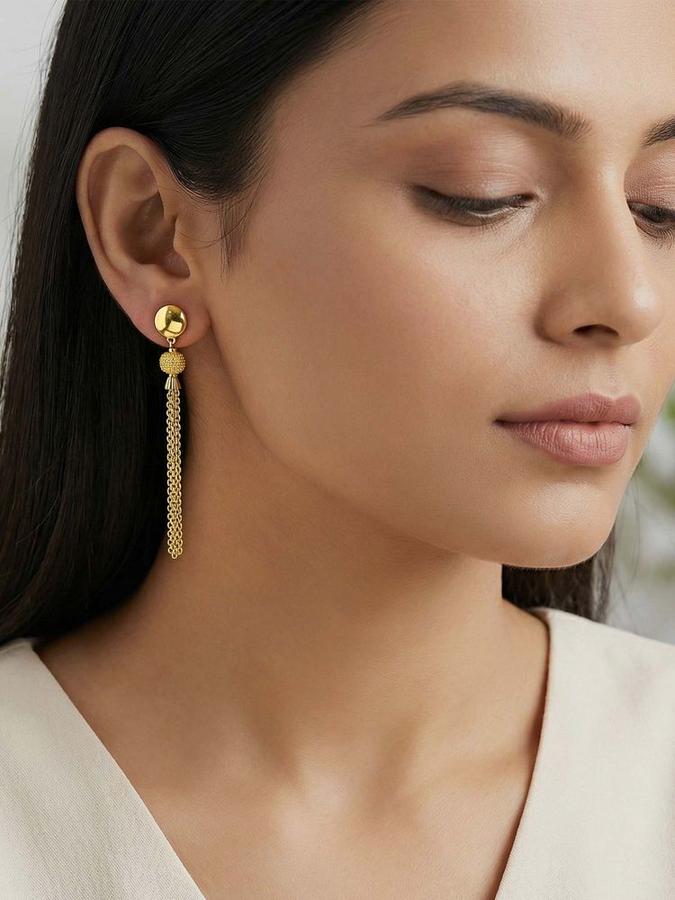 GIVA Women Gold 925 Silver Golden Party Time Dangler Earrings-image-12