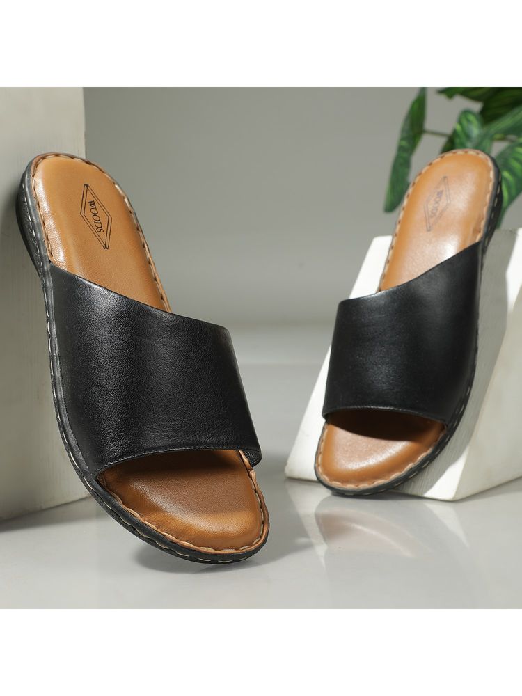 WOODLAND Casual Sheep Nappa Black Flats For Women-image-44