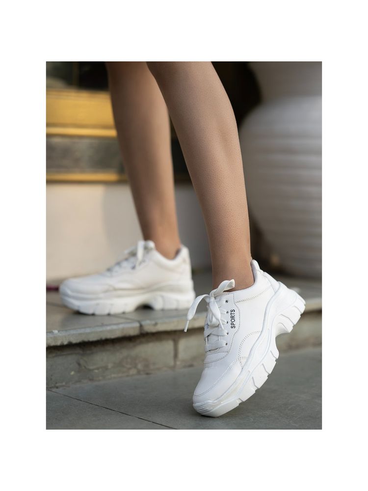 Shoetopia Women White Solid Walking Shoes
