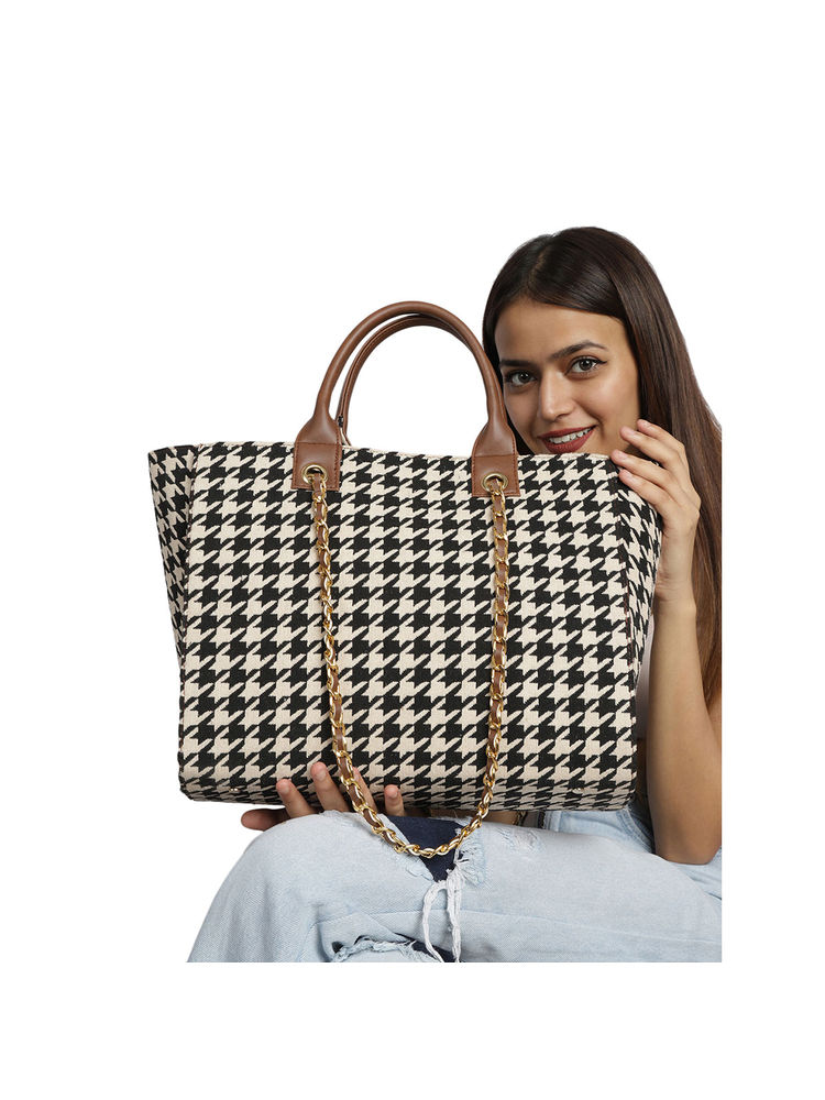 MINI WESST Brown Casual Printed Tote Bag