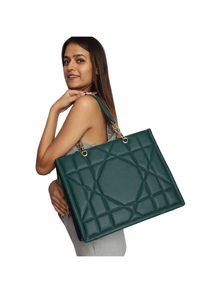 MINI WESST Green Textured Tote Bag-picture-21
