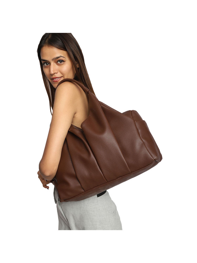MINI WESST Brown Solid Handheld Bag