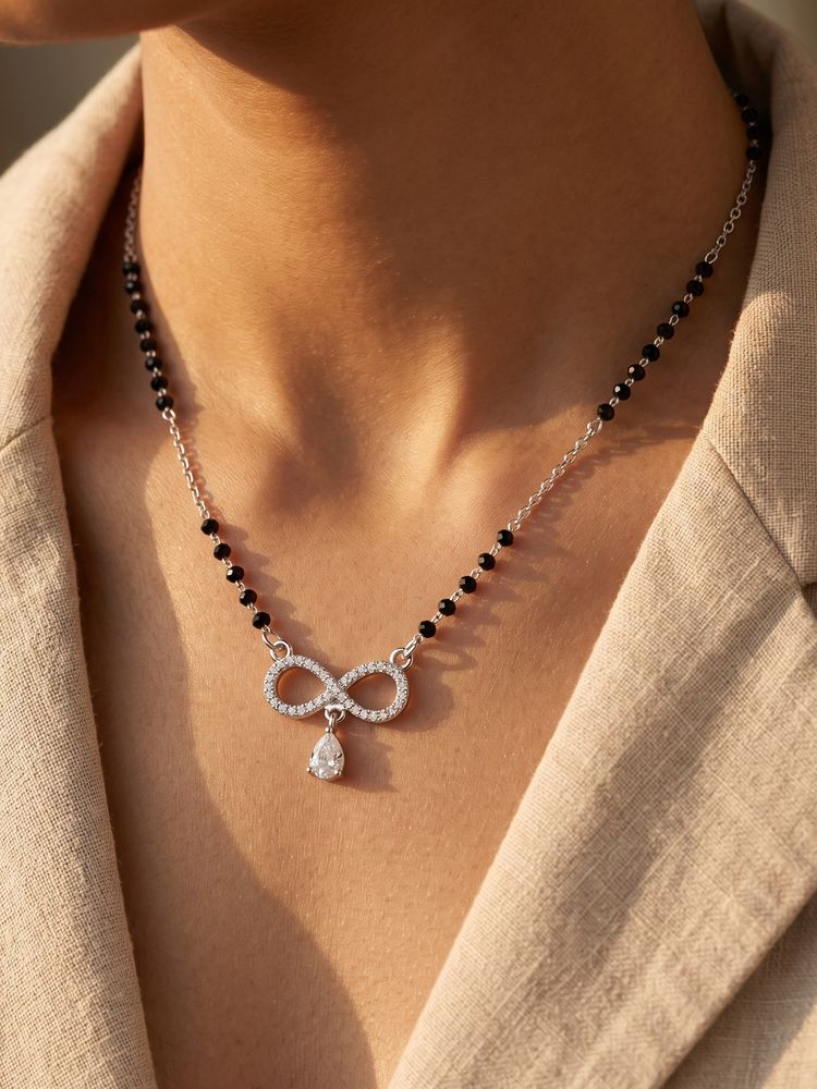 TOUCH925 925 Sterling White Infinity CZ Mangalsutra-picture-11