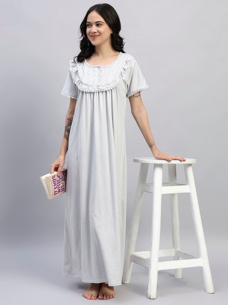 SEPHANI Women Hosiery Cotton Grey Nighty-picture-16