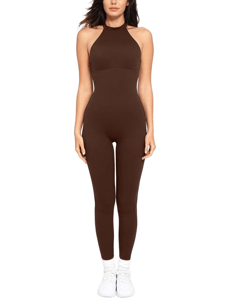 Shop The Edit Women Brown Solid Fitted Shapewear Jumpsuit-picture-18