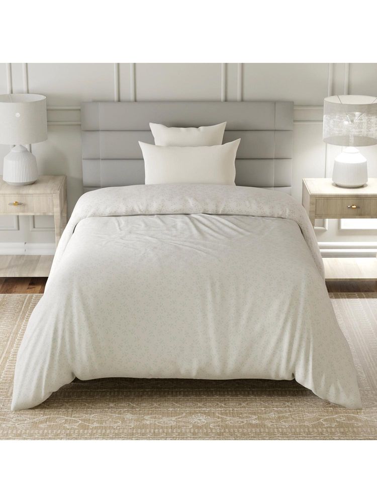 Layers Lumina Floret Cotton 144 TC White Floral Single Reversible Comforter-image-6