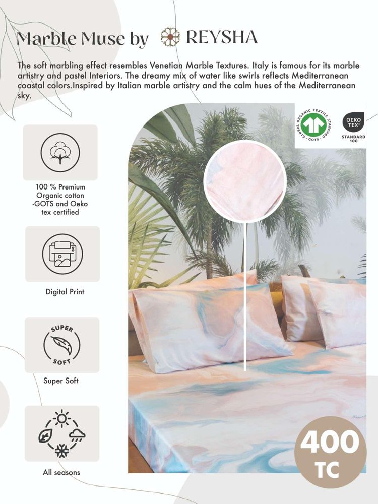 Reysha Paisley Rose 400 TC Cotton Bedsheet with 2 Pillow Covers-image-4