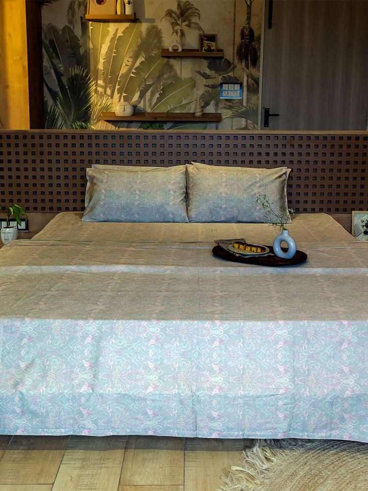 Reysha Paisley Sage 400 TC Bedsheet with 2 Pillow Covers-image-33