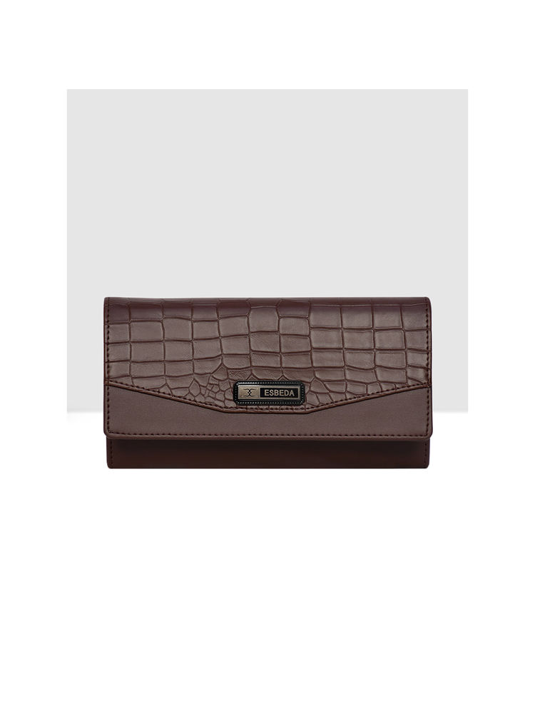 ESBEDA Brown Color Croco Embossed Wallet for Women-picture-28