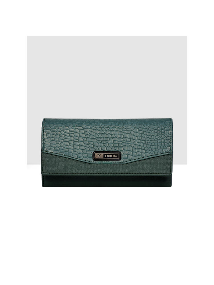 ESBEDA Green Color Croco Embossed Wallet for Women-image-17