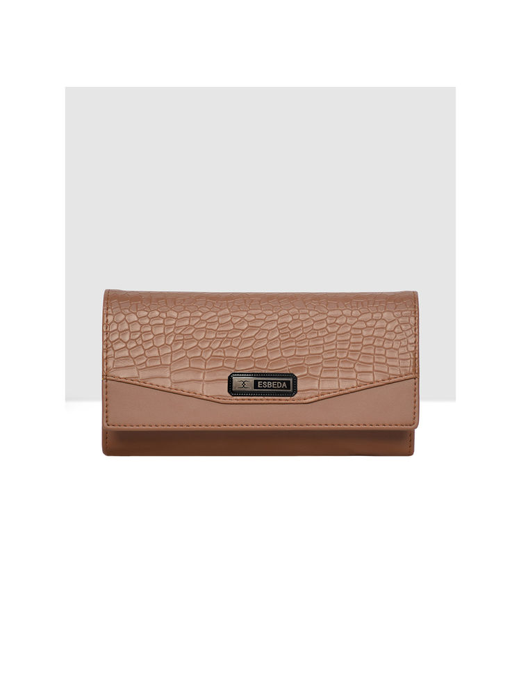 ESBEDA Tan Color Croco Embossed Wallet for Women-picture-17