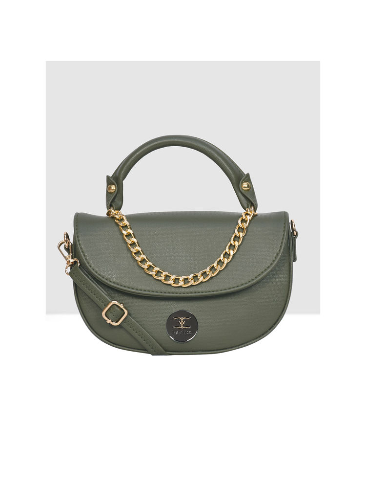 ESBEDA Olive Color Mini Saddle Sling Bag with Detachable Strap for Women-picture-18