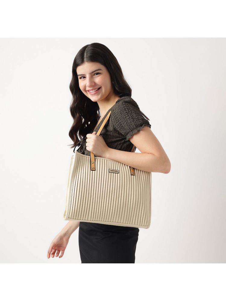 fastrack accessories Fastrack Women Self Striped Large Tote Bag with Multiple Pockets Fits Upto 13" Laptop-picture-26