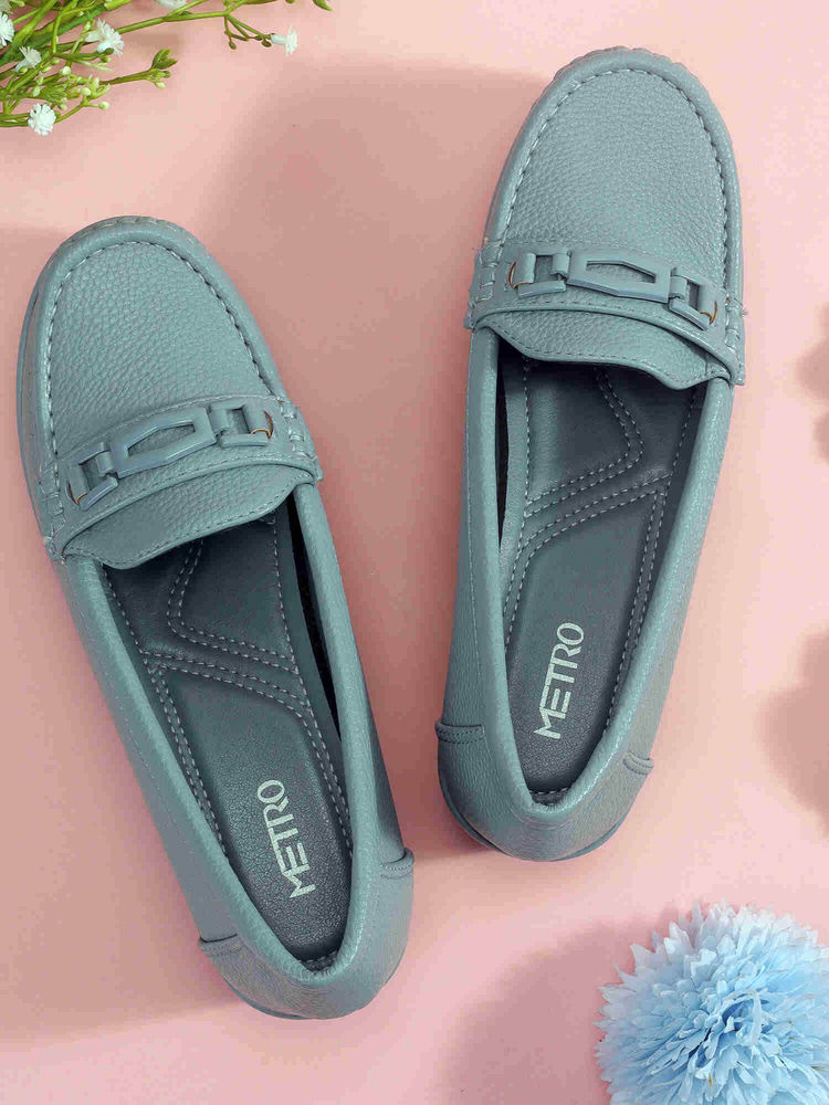 Metro Women Blue Slip On Casual Loafers-picture-14