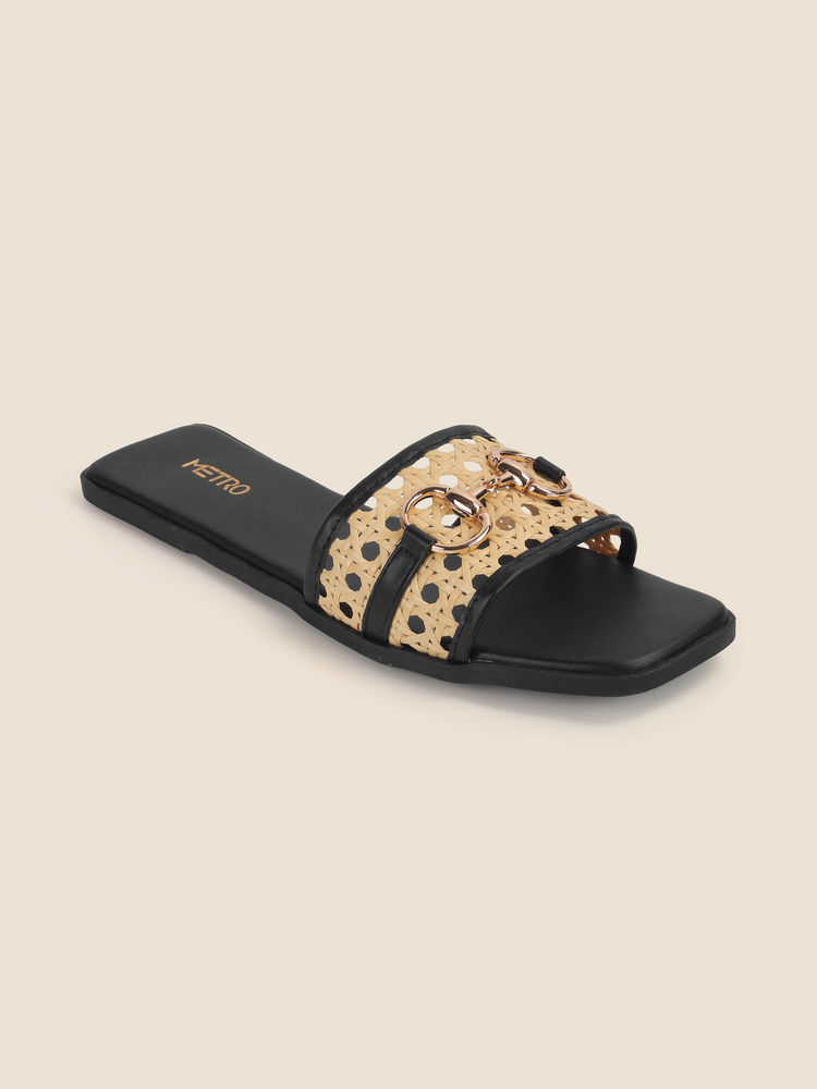 Metro Women Black Open Casual Flats-image-24