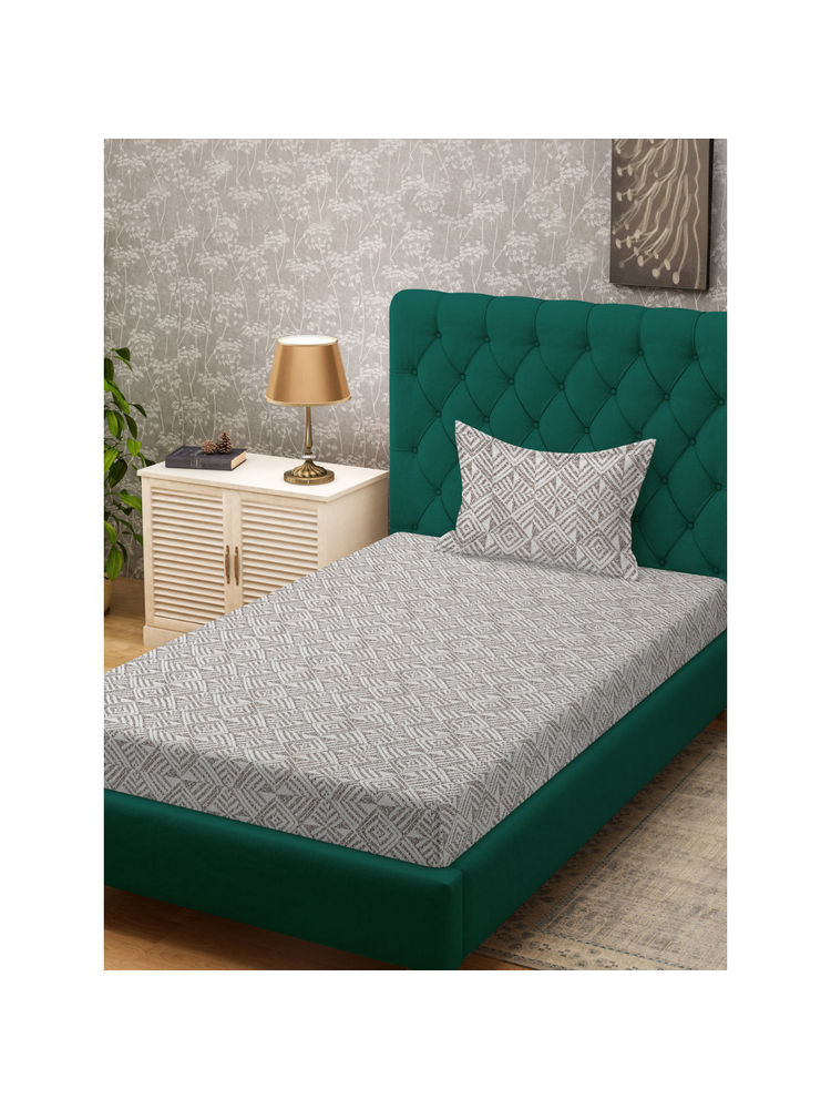 HOSTA HOMES Brown 280 TC Cotton Feel Printed Bedsheet & Pillow Cover (Single)-picture-8
