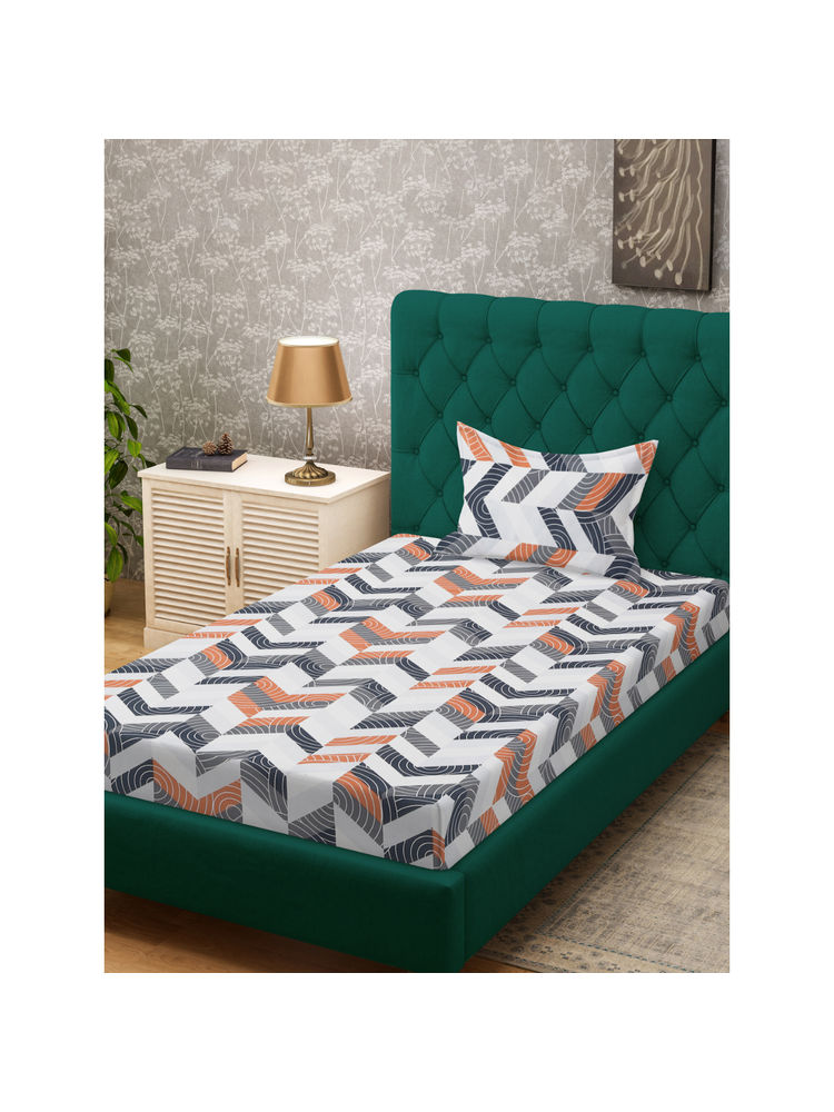 HOSTA HOMES Multi-Color 280 TC Cotton Feel Printed Bedsheet & Pillow Cover (Single)-picture-11