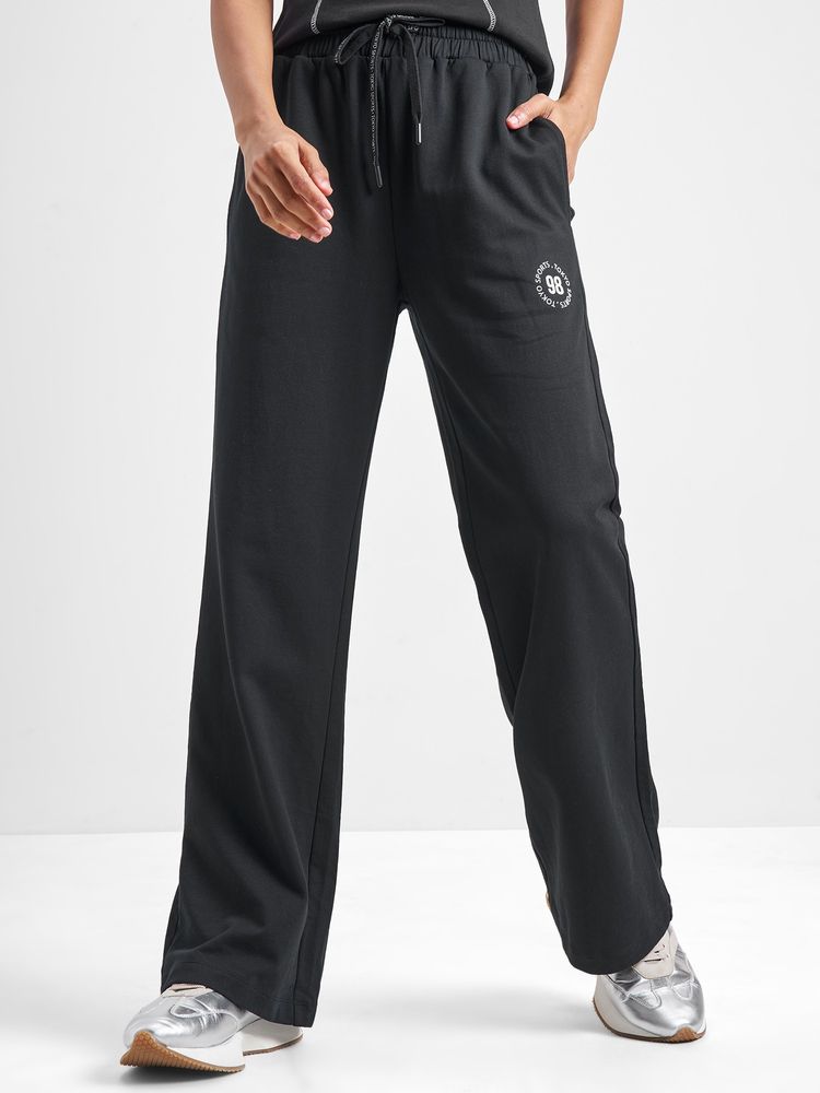 TOKYO TALKIES Women Black Sporty Loose Fit Track Pant-picture-20