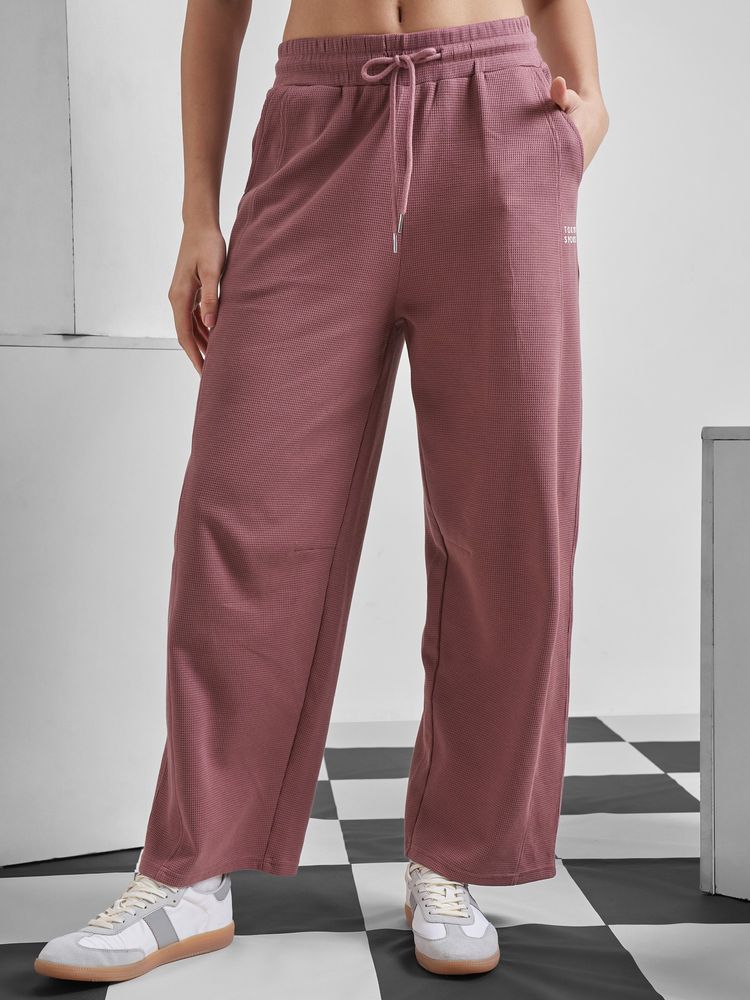 TOKYO TALKIES Women Mauve Solid Elasticated Waist Poly Cotton Track pant-picture-17