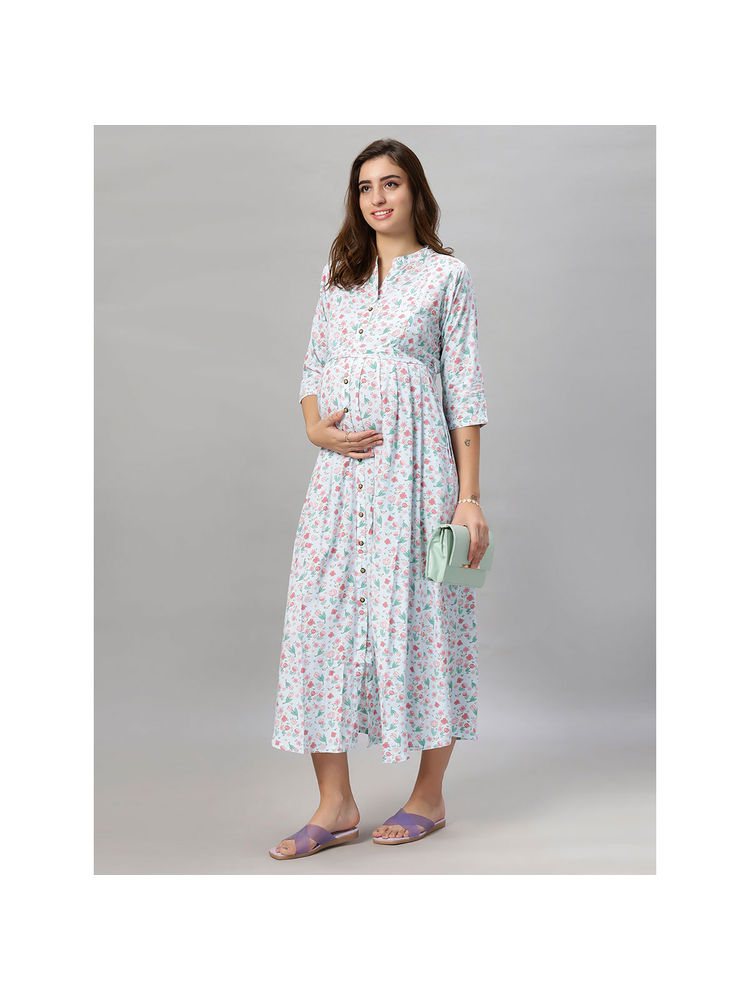Mamma's Maternity Floral Rayon Feeding Dress-picture-27