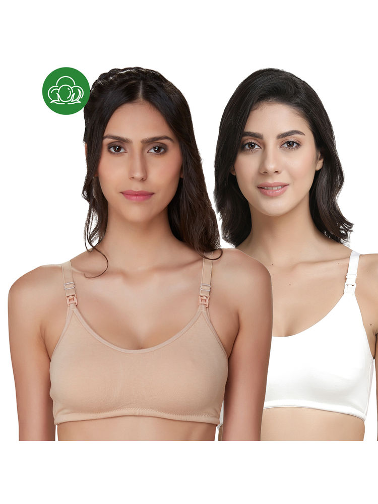 Inner Sense Organic Antimicrobial Soft Nursing Bra Combo of 2 - Multi-Color-image-39