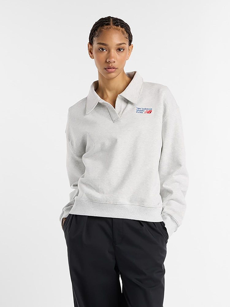 New Balance Grey Solid/Plain Collar Neck Sweatshirt-picture-15