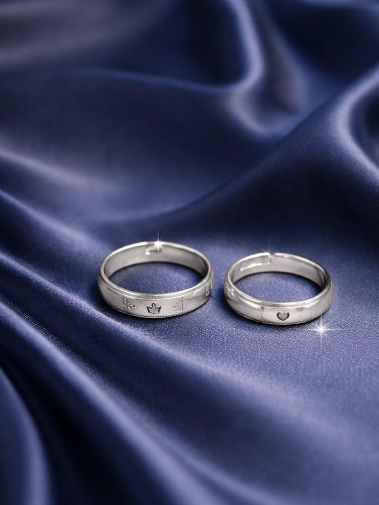 Accessher Silver Love Ad Couple Rings Tiara Crown (Pack Of 2)-image-1