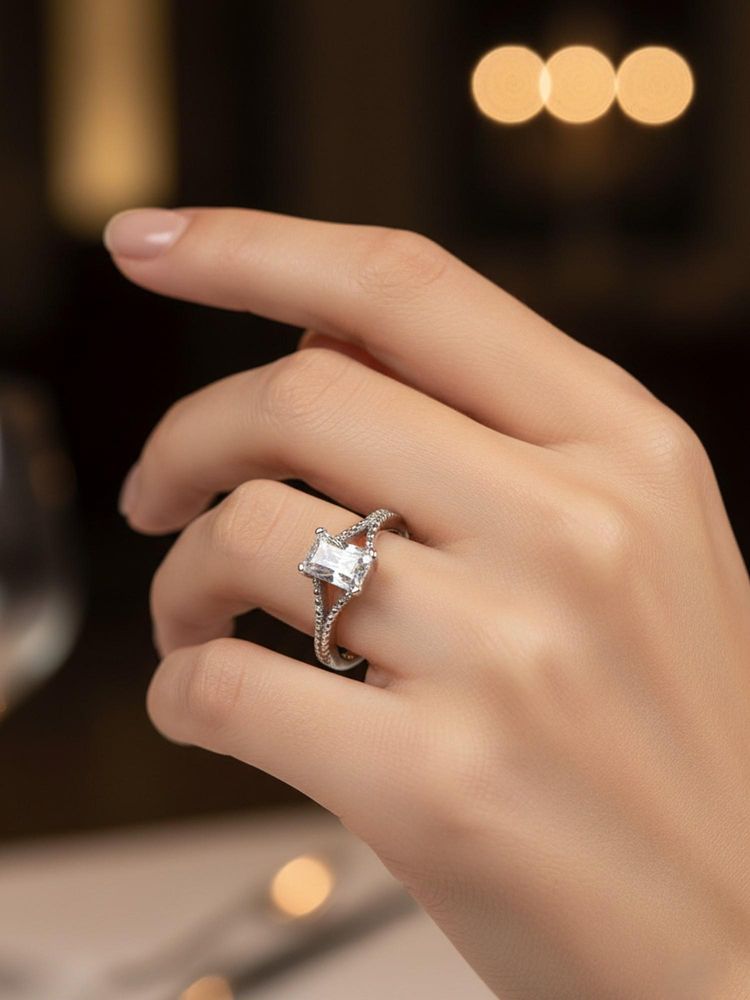 925 SILLER Pure The Imperial Emerald Cut Ring-image-5