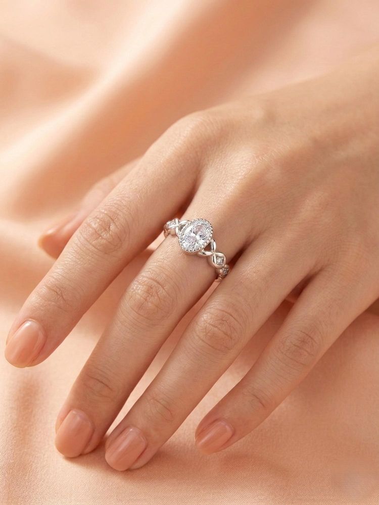 925 SILLER Pure The Lattice Leaf Oval Solitaire-picture-46