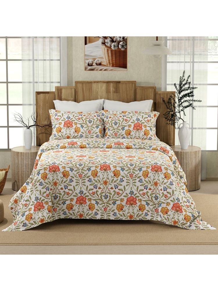 Layers 200 Tc Jacobean Bedsheet with Pillow Covers (Double)-image-3