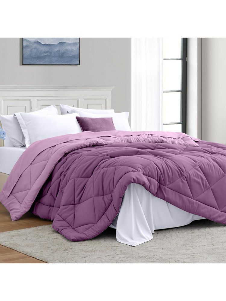 Indra's Purple 100% Microfibre 150 Gsm Double Reversible Comforter-picture-16