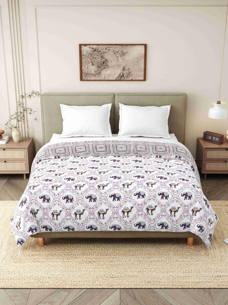 Indra's Purple 150 Gsm Viscose Cotton Single Jaipuri Quilt-image-5
