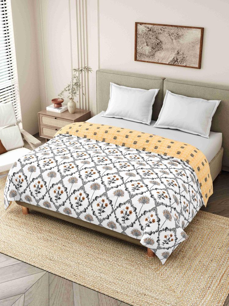 Indra's Yellow 150 Gsm Viscose Cotton Single Jaipuri Quilt-image-21