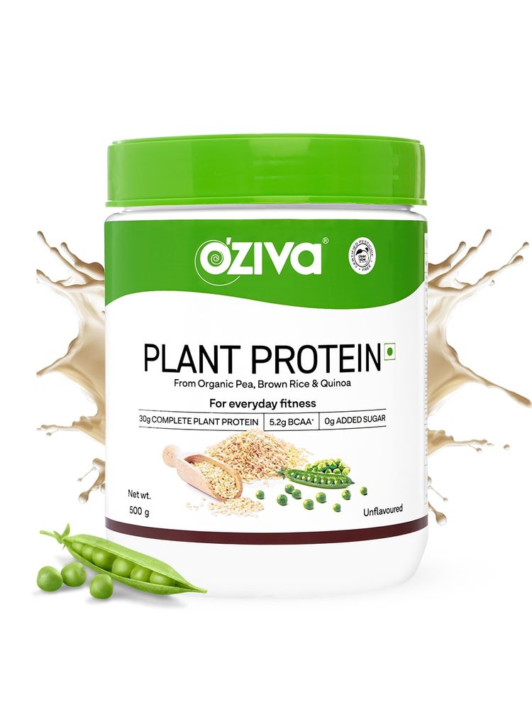 OZiva Organic Plant Protein, 30g Pea Protein Isolate + Brown Rice Protein, Soy Free, Unflavoured-picture-16