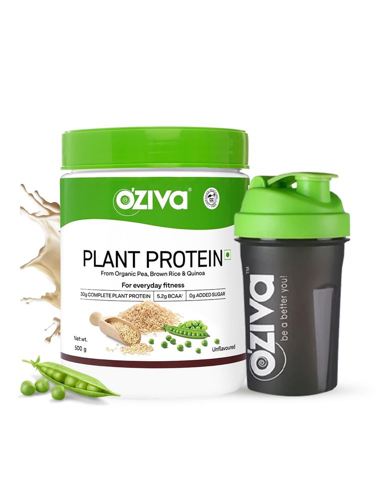 Oziva Organic Plant Protein For Everyday Fitness And Black Shaker