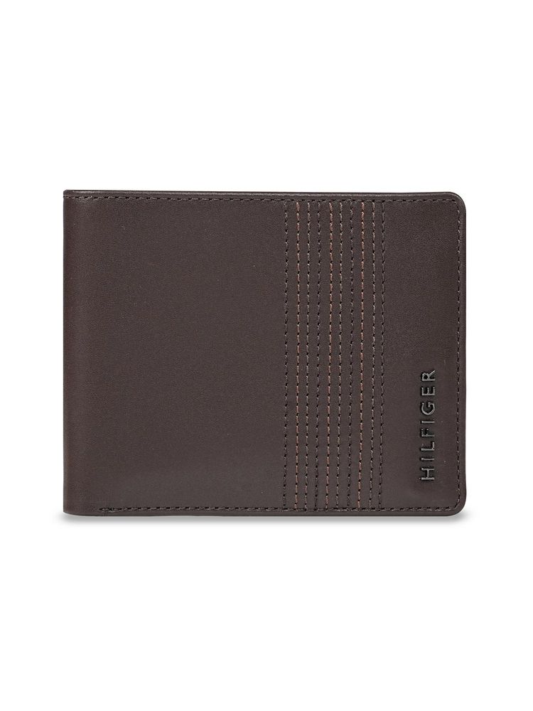 Tommy Hilfiger Mens Leather Passcase Wallet Pocos - Brown-image-5