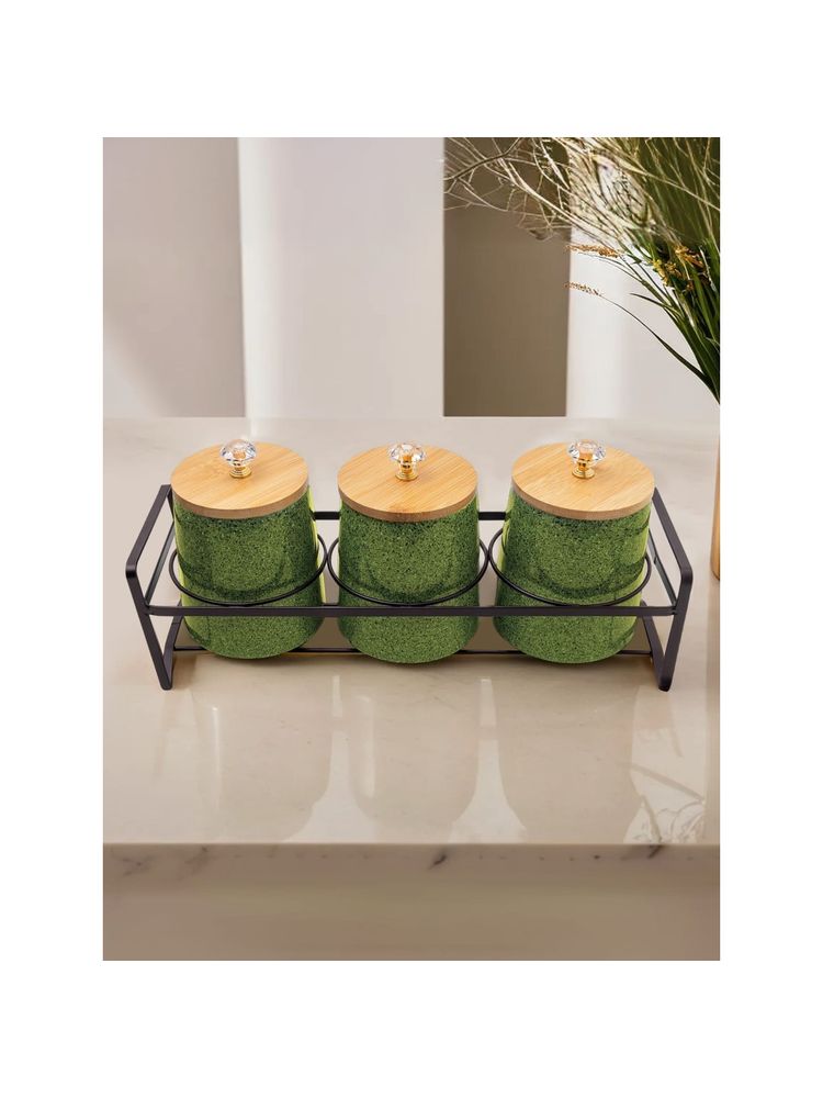 UMAI Ceramic Jar Set With Bamboo Lid Iron Holder 650Ml-picture-12