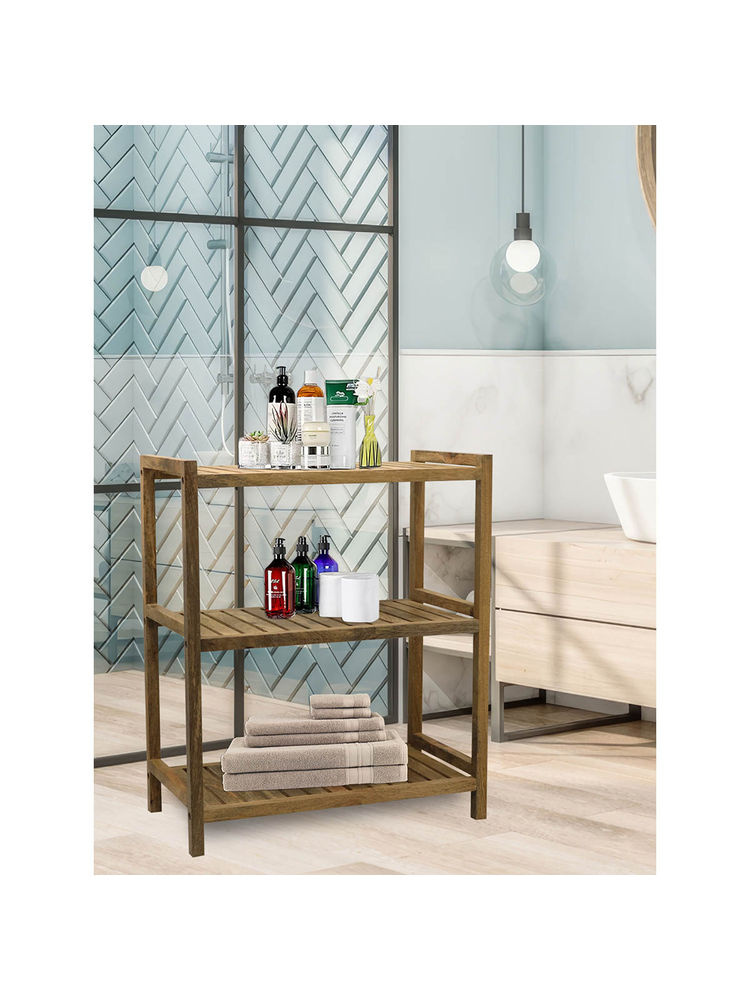 Metalsmith 3 Shelves Kitchen Rack Mango Wood 3 Tier Organizer For Kitchen, Multipurpose Racks-picture-15