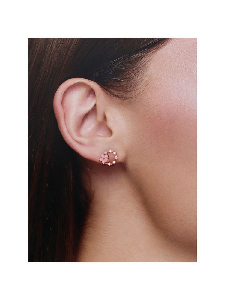 Kai Jewel Chic Floral Pearl Sterling Silver Rose Gold Earrings-image-48