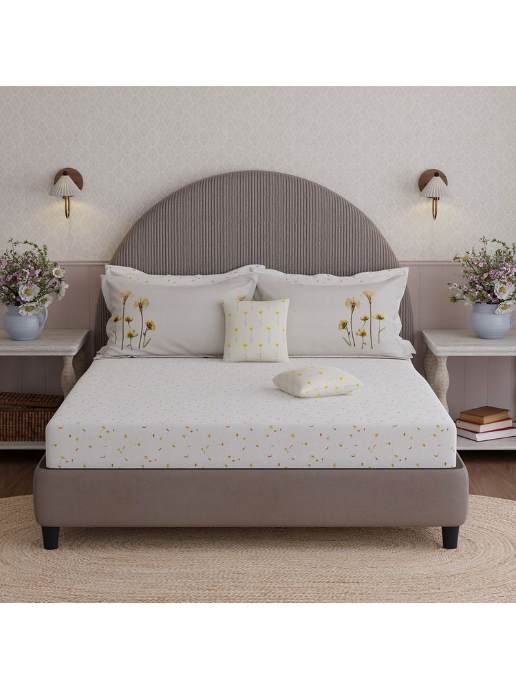Boutique Living Royal Essence Nature Poetry Cotton White Floral Bedsheet Set (King)-image-24