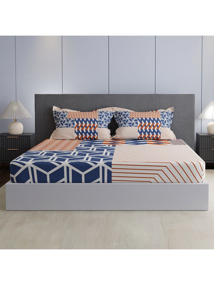 Boutique Living Cotton Multi-Color Geometric Bedsheet with Pillow Covers (King)-image-19