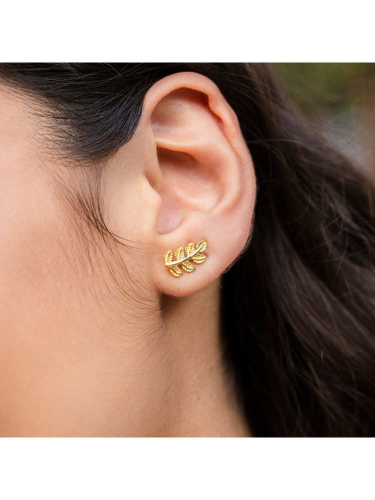 Shaya by CaratLane Falling For You Earrings in Gold Plated 925 Silver-image-2