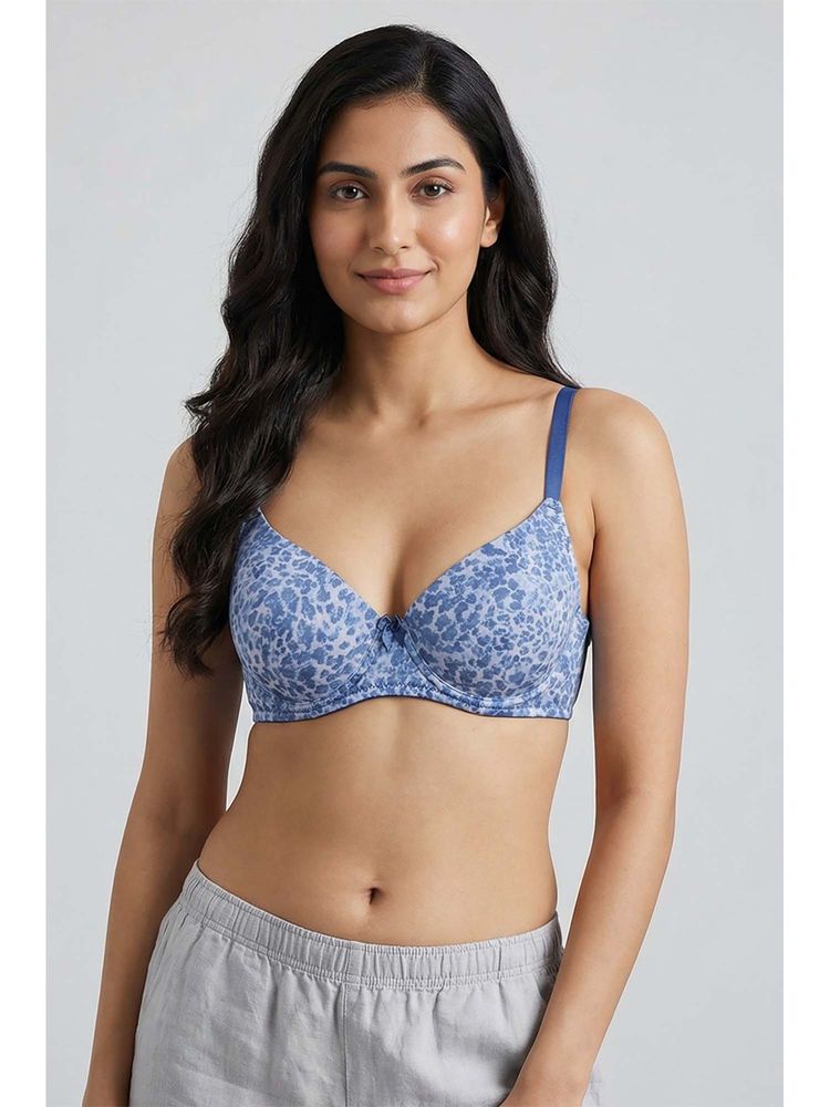 Zivame Padded Regular Wired 3/4Th Coverage T-Shirt Bra - Blue Animal Print-picture-30