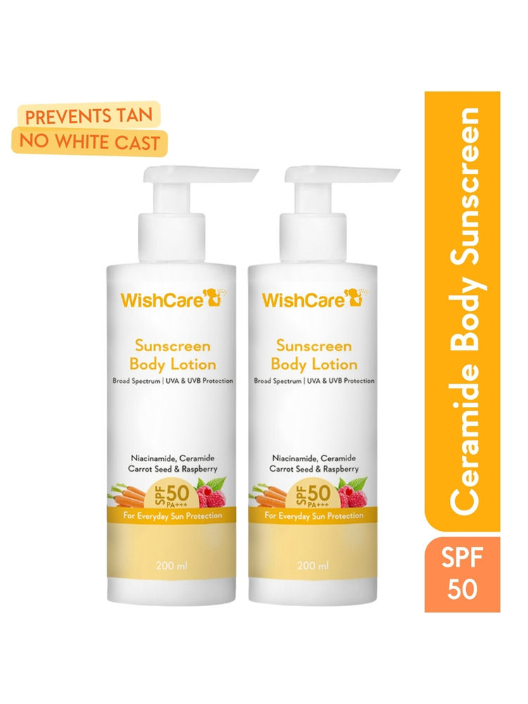 Wishcare Sunscreen Body Lotion SPF 50 Broad Spectrum PA+++ UVA & UVB Protection - Pack 2