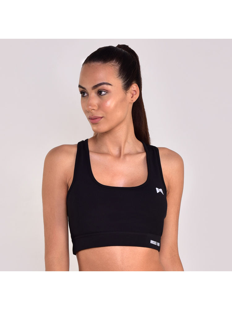 Muscle Torque Non-Wired Activewear Removable Padding Sports Bra - Solid Black-image-2