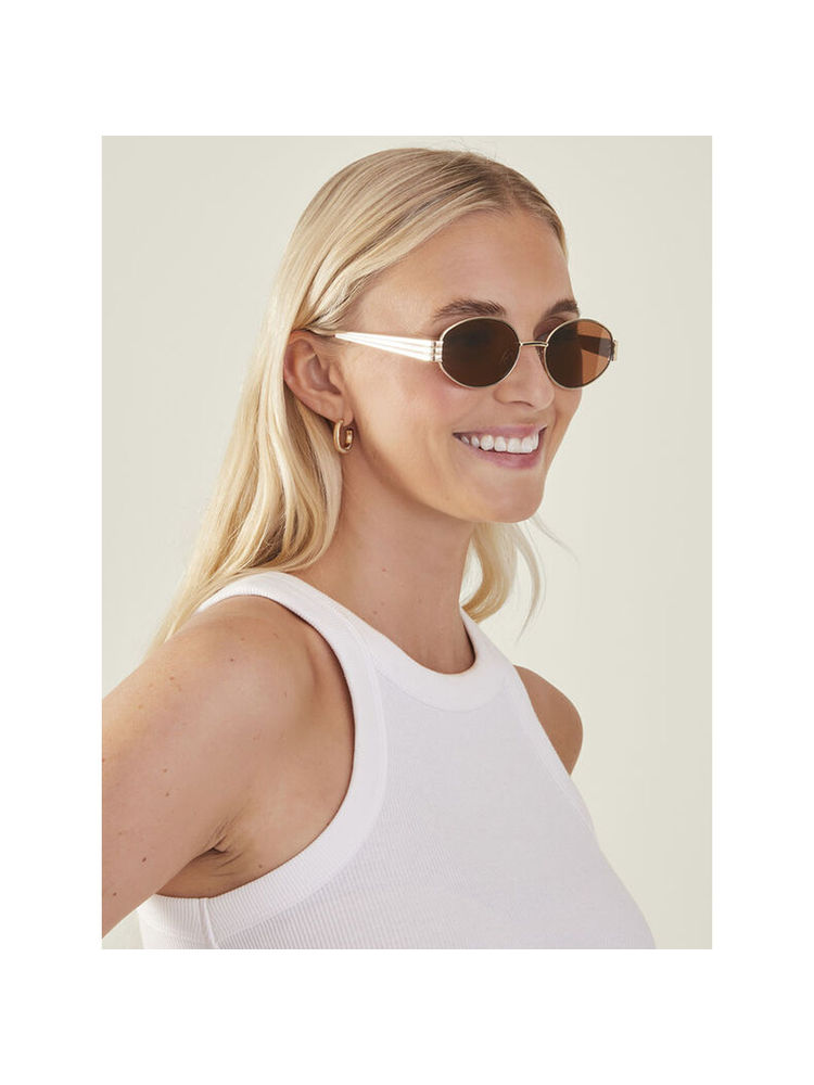 Accessorize London Womens Brown Oval Metal Frame Sunglasses Ma-10002474271 (55)-image-47