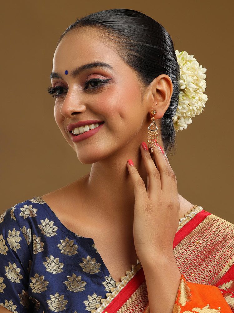 Ruby Raang Studio Gold Brass Gold Plated Kundan Pair Of Earrings-picture-19