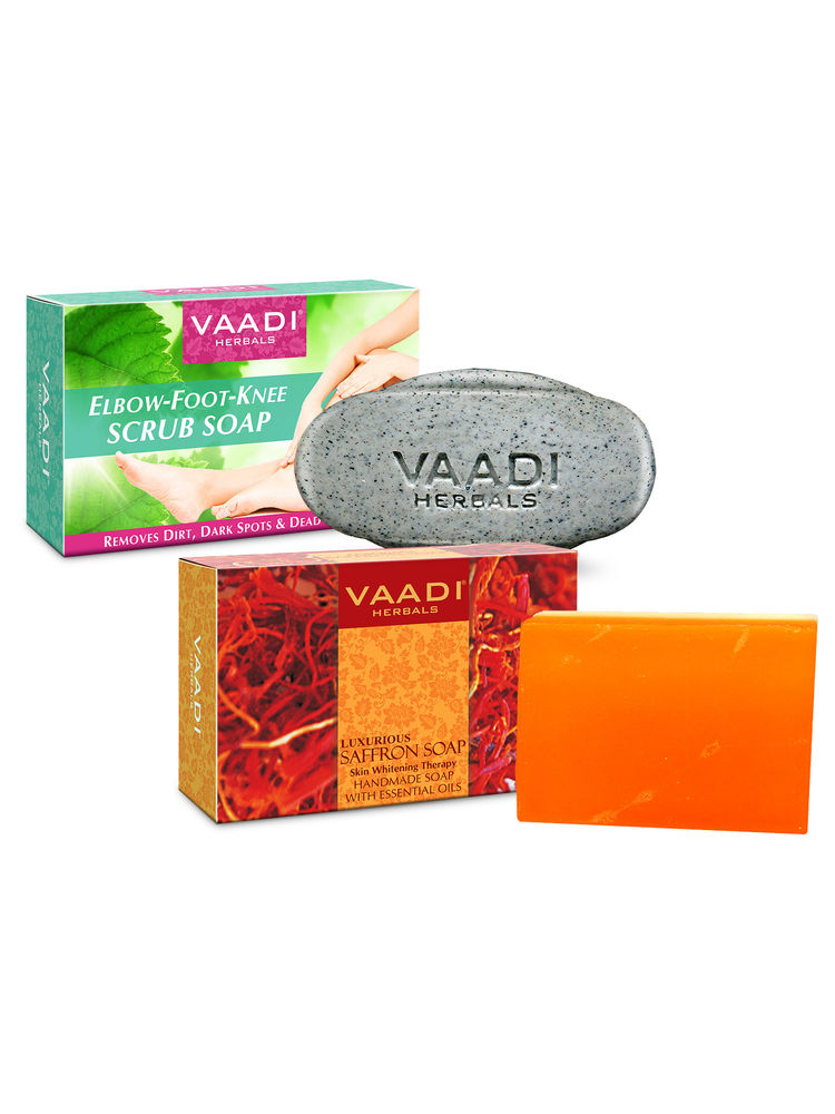Vaadi Herbals Saffron Soap & Elbow-Foot-Knee Scrub Soap Combo