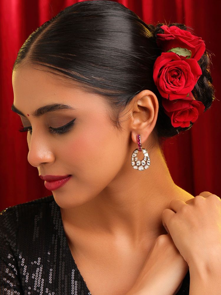 Ruby Raang Studio Pink Sparkle Drop Earrings-picture-14