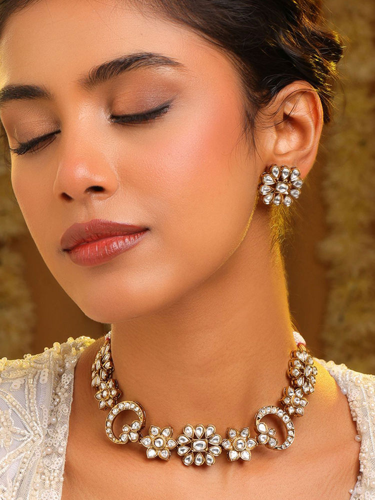 Ruby Raang Studio Radiant Crystal Kundan Necklace with Earrings-picture-36